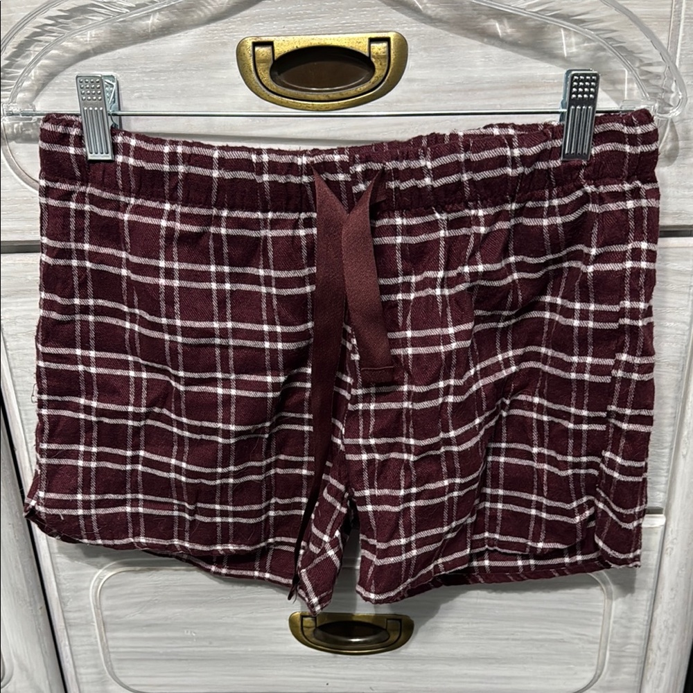 Plaid Burgundy Women's Shorts